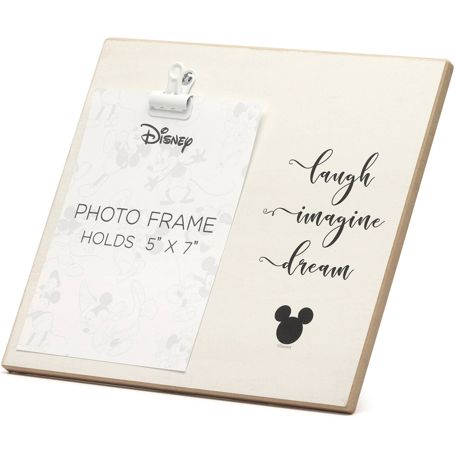 Mickey Mouse Laugh Imagine Dream Wood Photo Clip Frame