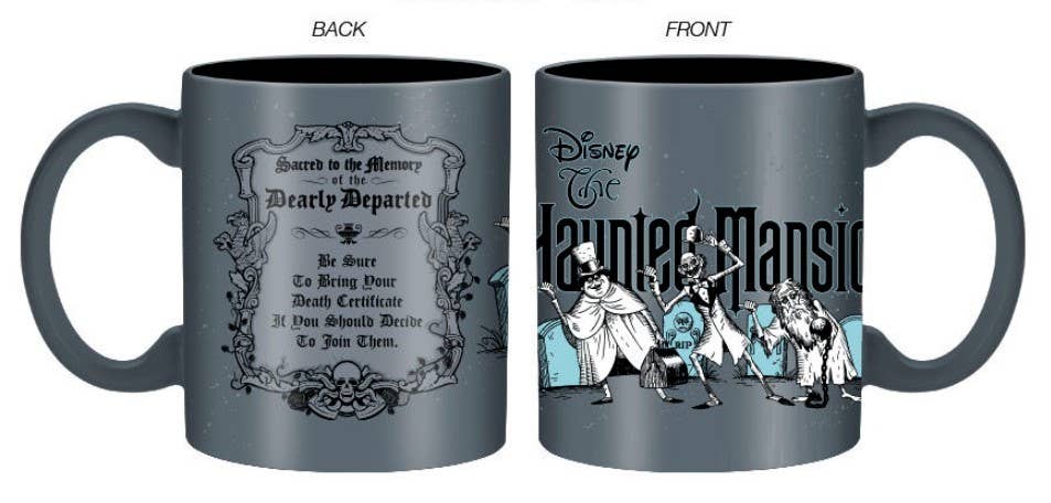Haunted Mansion Beware of Hitchhiking Ghosts 20oz Ceramic Mug Phineas, Ezra, Gus