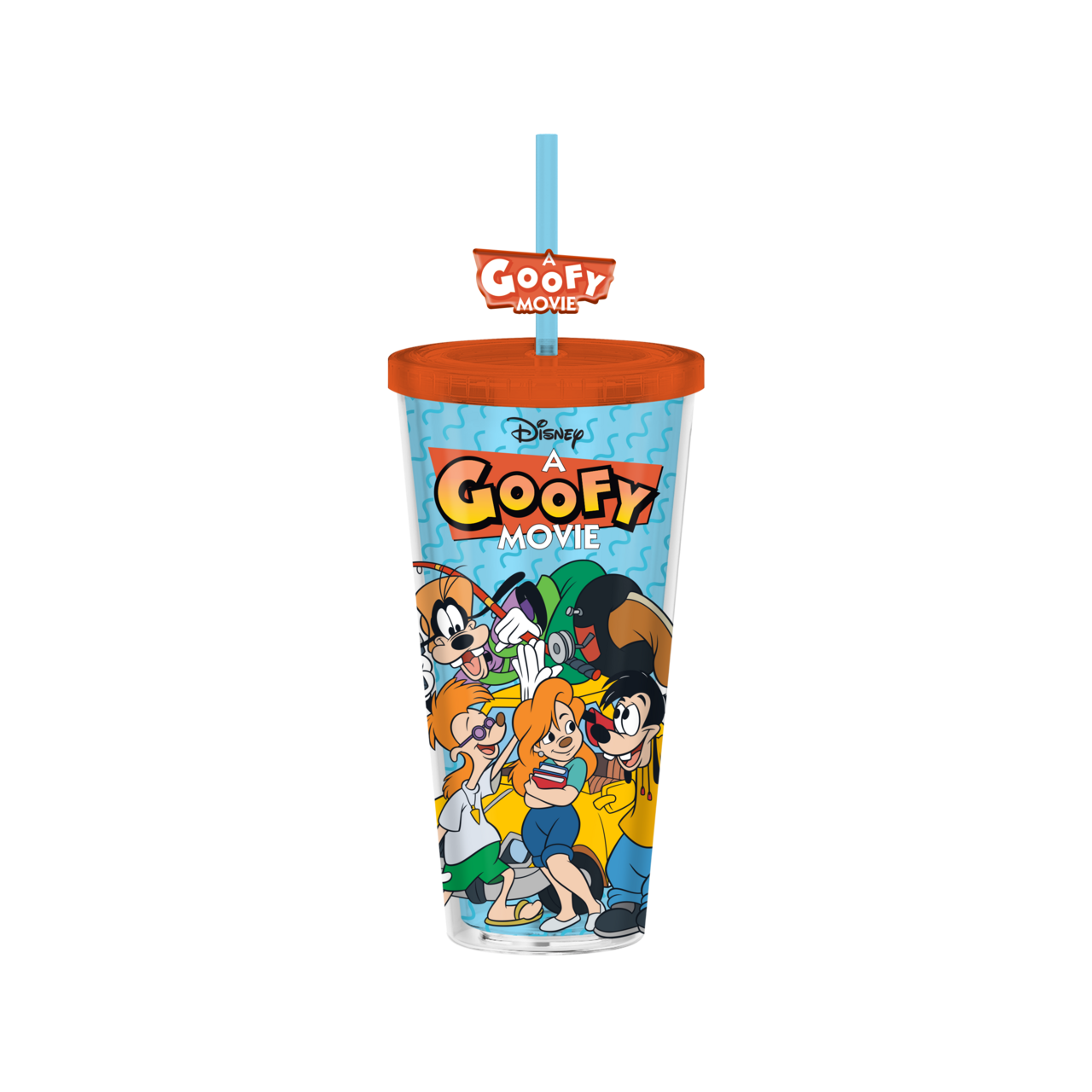 Goofy Movie Retro Group Shot And Logo 24oz Plastic Cold Cup with Straw - Goofy & Max