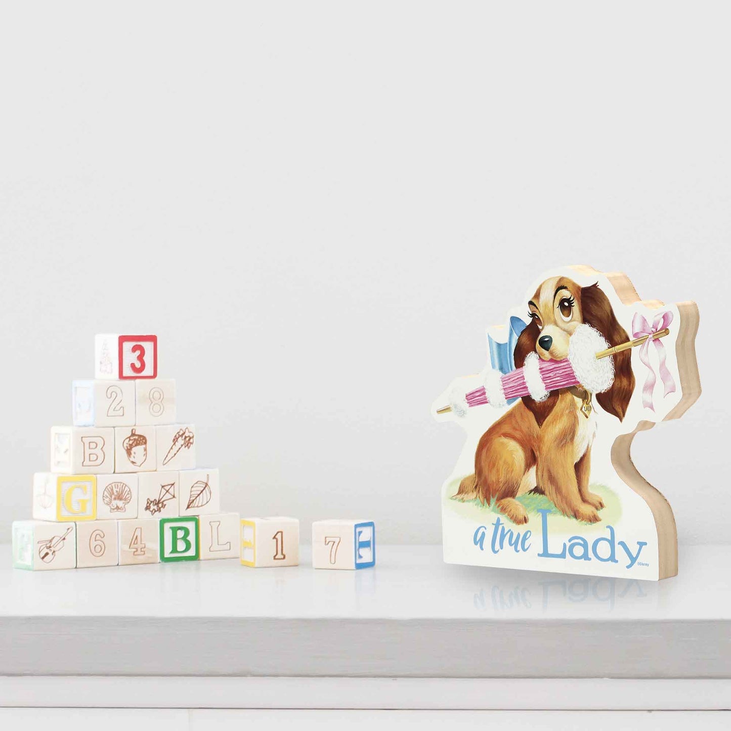 Disney Lady And The Tramp Chunky Wood Tabletop Decor