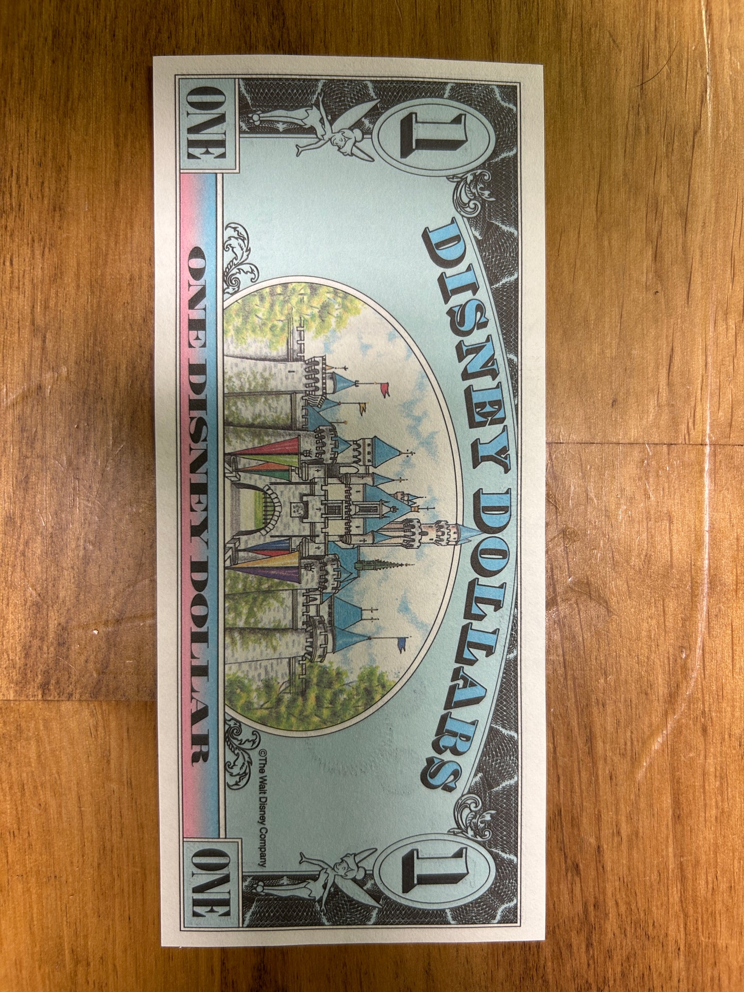 $1 Mickey Mouse 1990 Disney Dollar Money - Sleeping Beauty Castle - Disneyland