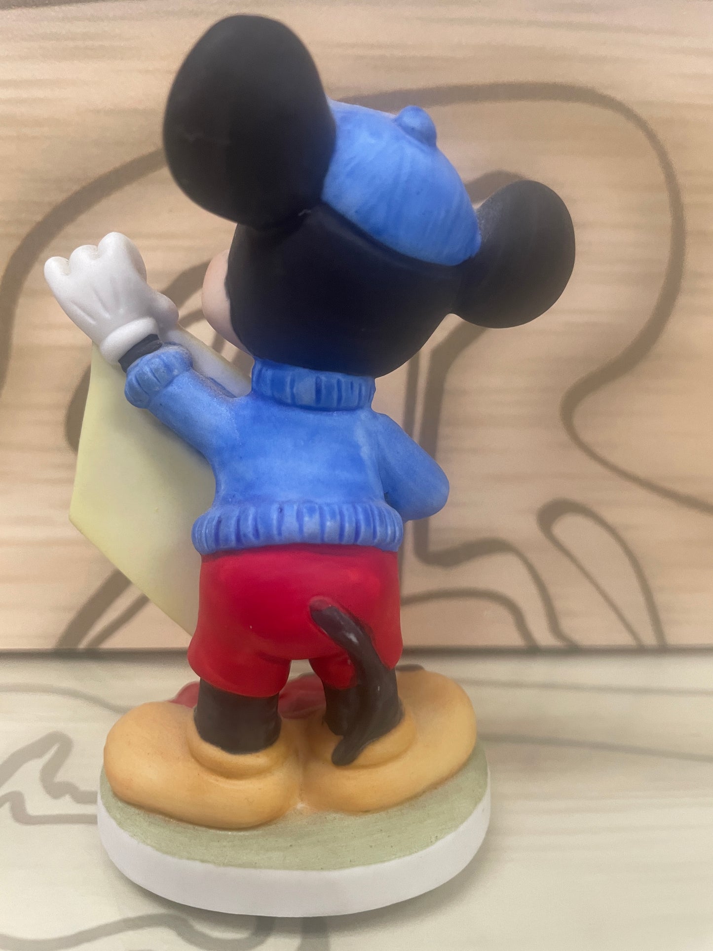 Mickey Mouse 4" Bisque Statue / Figurine - with Kite - Walt Disney Productions