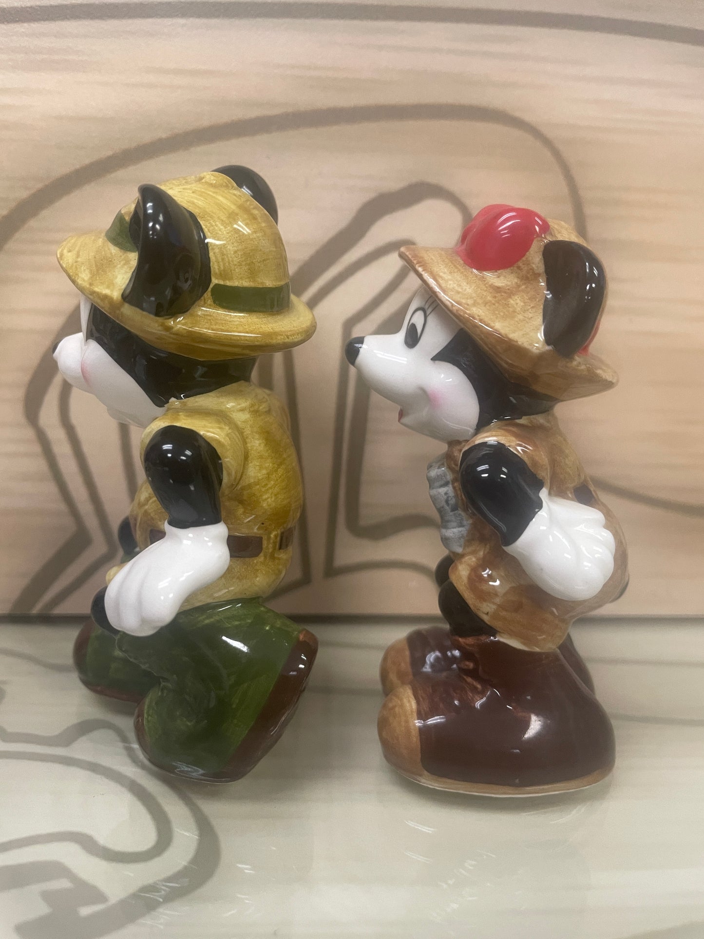 Mickey & Minnie Mouse 4" Ceramic Statue / Figurine - Hikers / Explorers - Walt Disney Productions