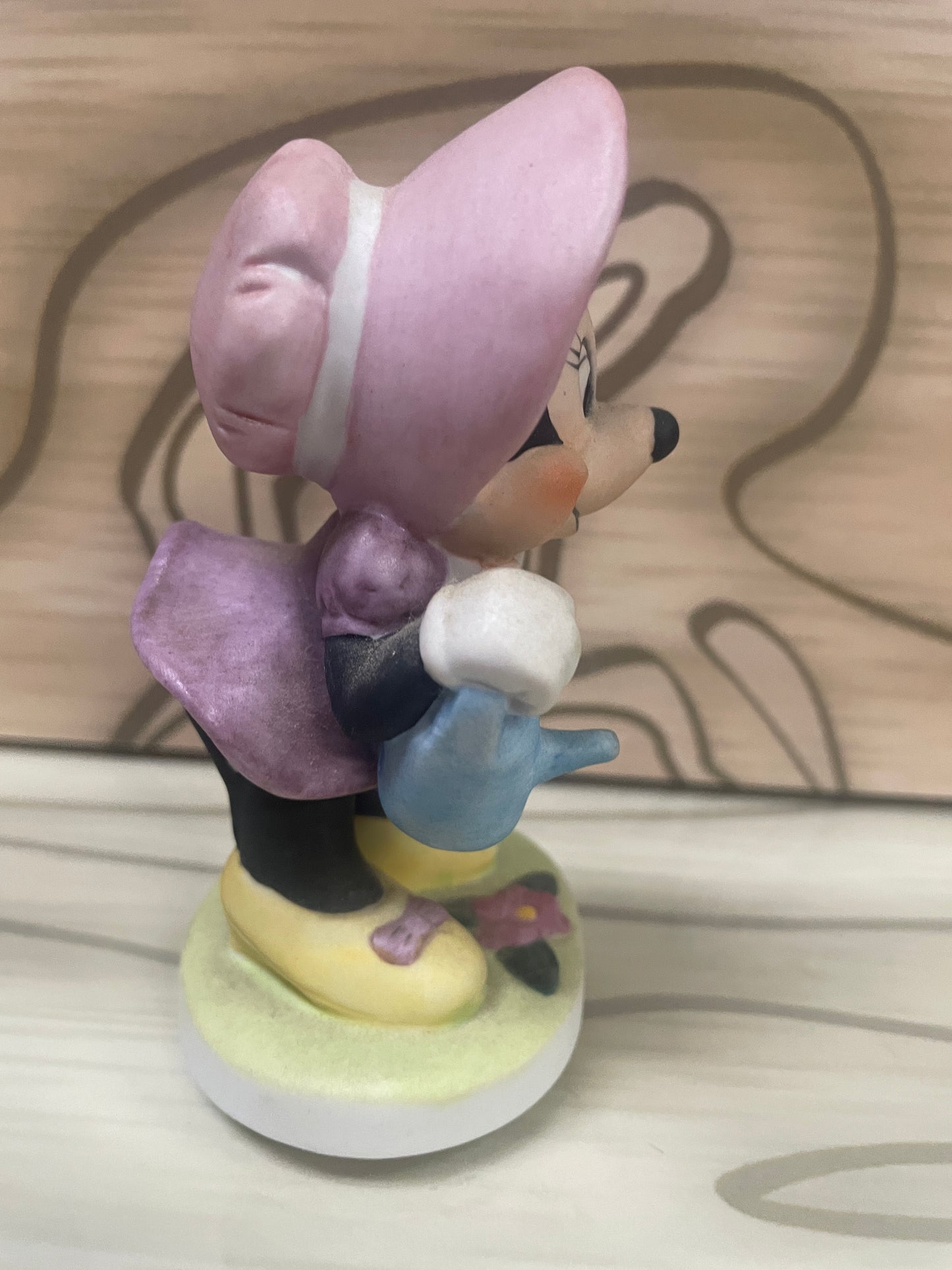 Minnie Mouse - Bisque 4" Statue / Figurine - Watering Flower - Walt Disney Productions