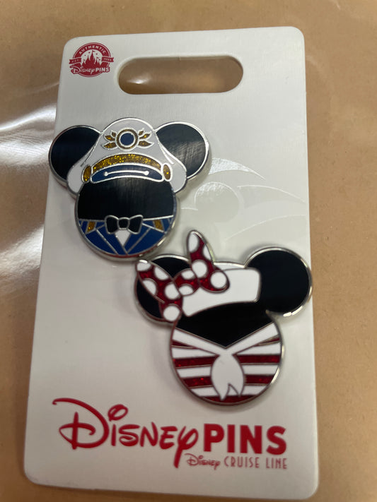 Captain Mickey Mouse & Minnie Mouse Disney Cruise Line Ear Pins