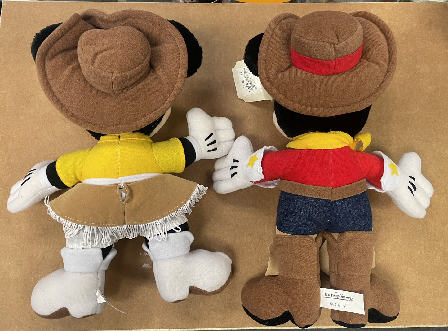 Euro Disney - Mickey & Minnie Mouse Cowboy Plush Set 13" Tall - Disneyland Paris