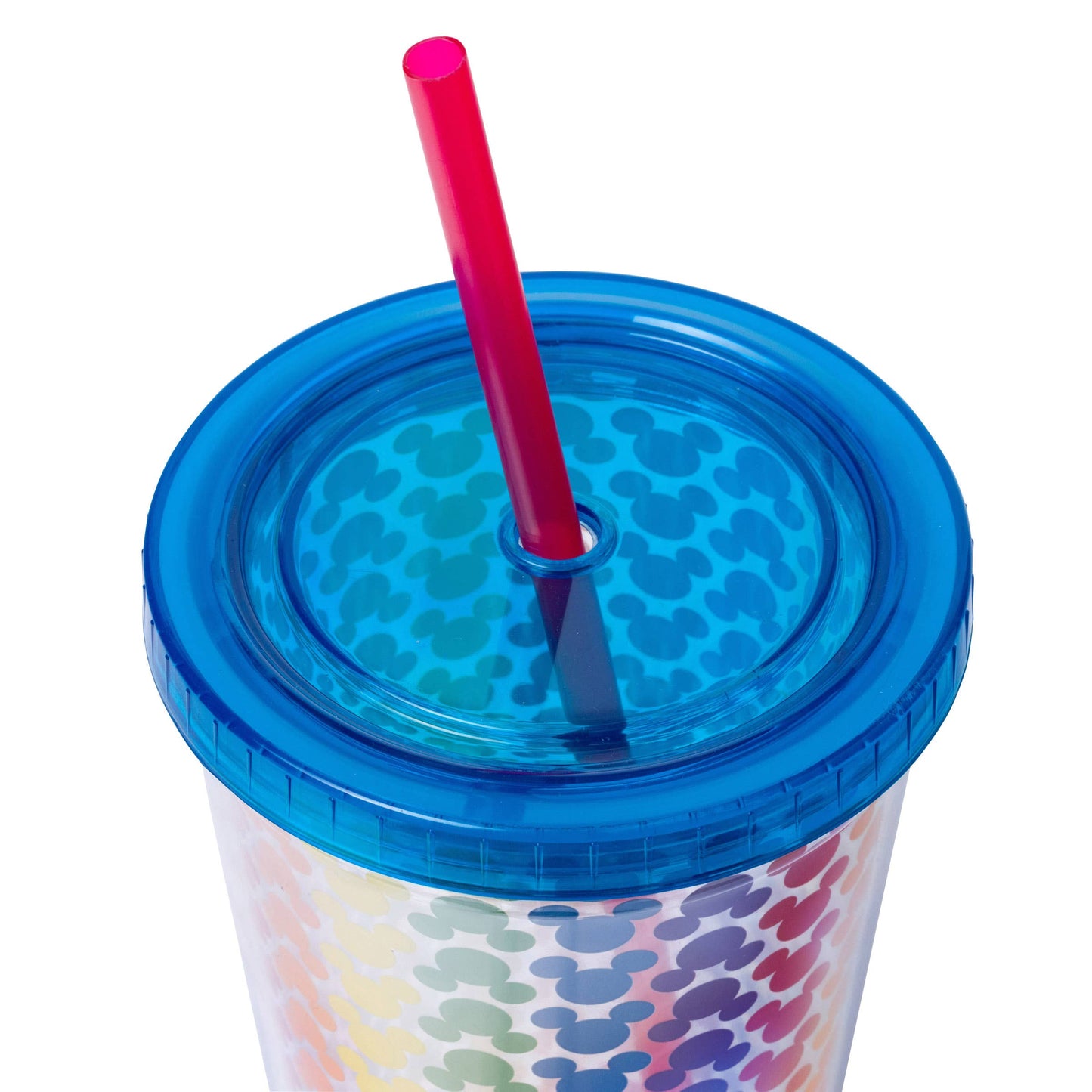 Disney Pride Mickey Mouse 16oz Plastic Cold Cup w/ Lid and Straw