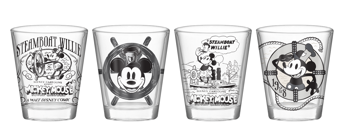 Mickey Mouse Steamboat Willy 4x1 Mini Glass Set