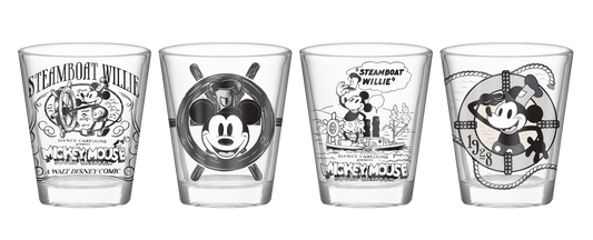 Mickey Mouse Steamboat Willy 4x1 Mini Glass Set