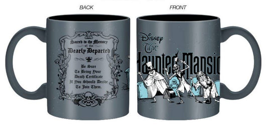 Haunted Mansion Beware of Hitchhiking Ghosts 20oz Ceramic Mug Phineas, Ezra, Gus