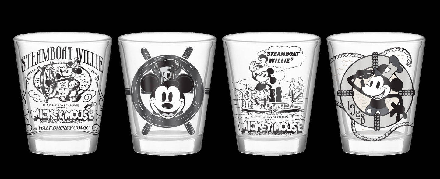 Mickey Mouse Steamboat Willy 4x1 Mini Glass Set