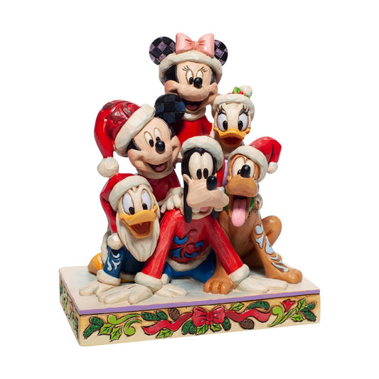 Mickey & Minnie Mouse, Donald & Daisy Duck, Goofy, Pluto "Piled High with Holiday" Jim Shore Disney Traditions