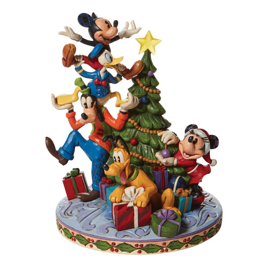 Mickey & Minnie Mouse, Donald Duck, Pluto, Goofy "Here Comes Old St. Nick" Jim Shore Disney Traditions