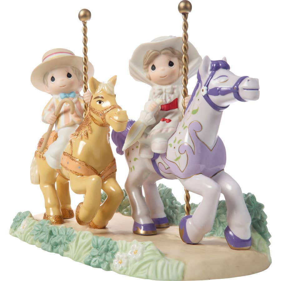 LE Mary Poppins & Bert the chimney sweep ride off on their carousel horses Figurine - Precious Moments