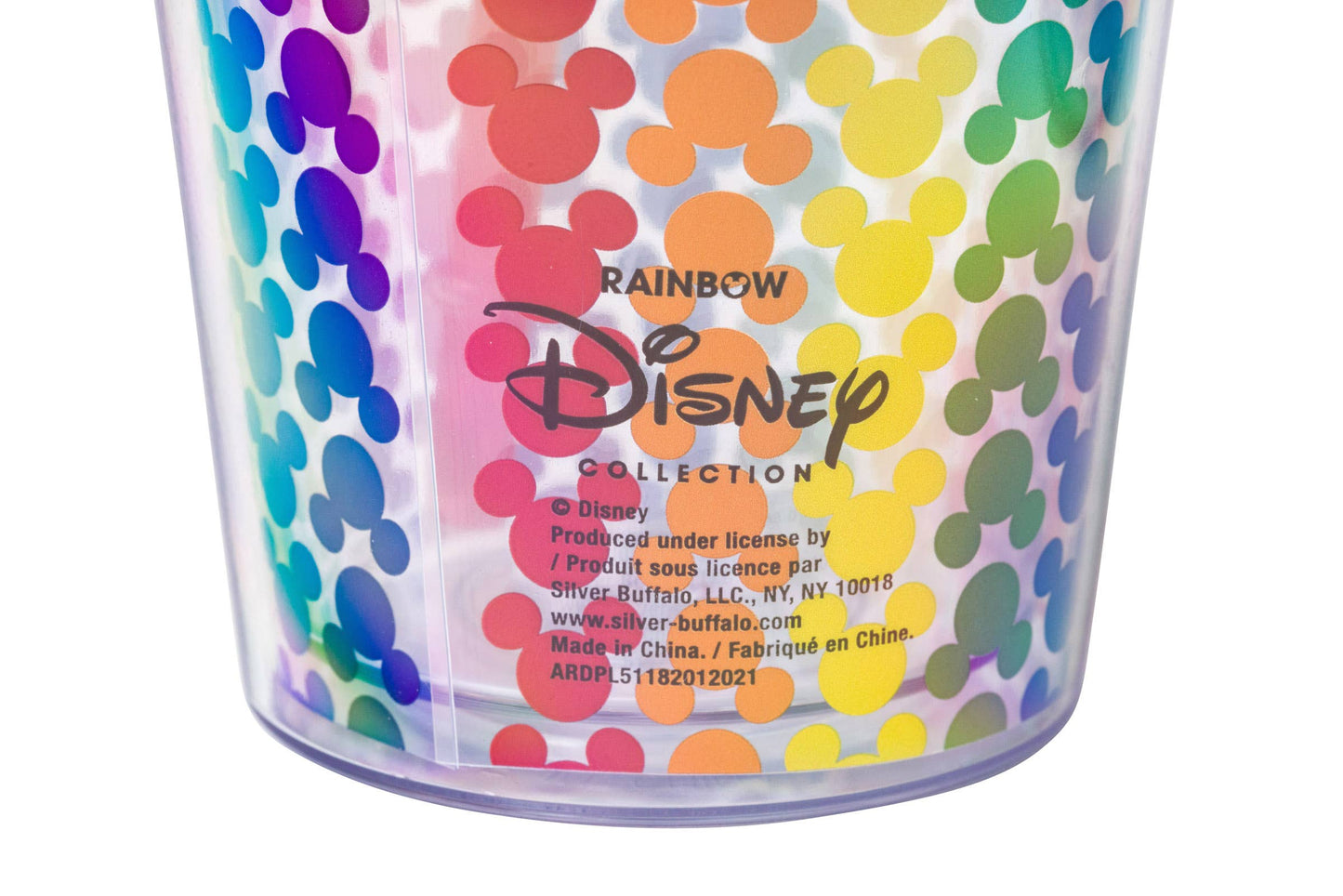 Disney Pride Mickey Mouse 16oz Plastic Cold Cup w/ Lid and Straw