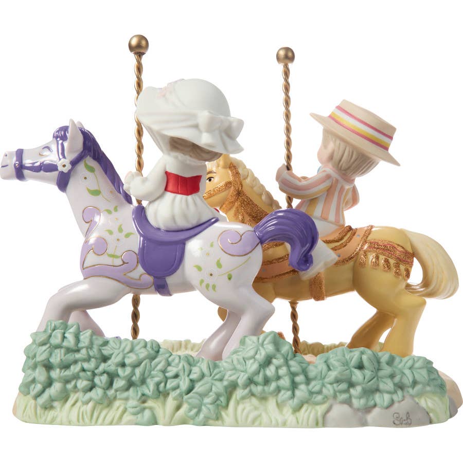 LE Mary Poppins & Bert the chimney sweep ride off on their carousel horses Figurine - Precious Moments