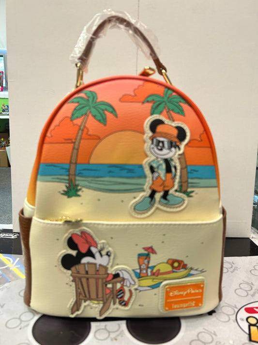 Mickey & Minnie Mouse Summer DISNEY PARKS LOUNGEFLY Backpack / Purse NWT