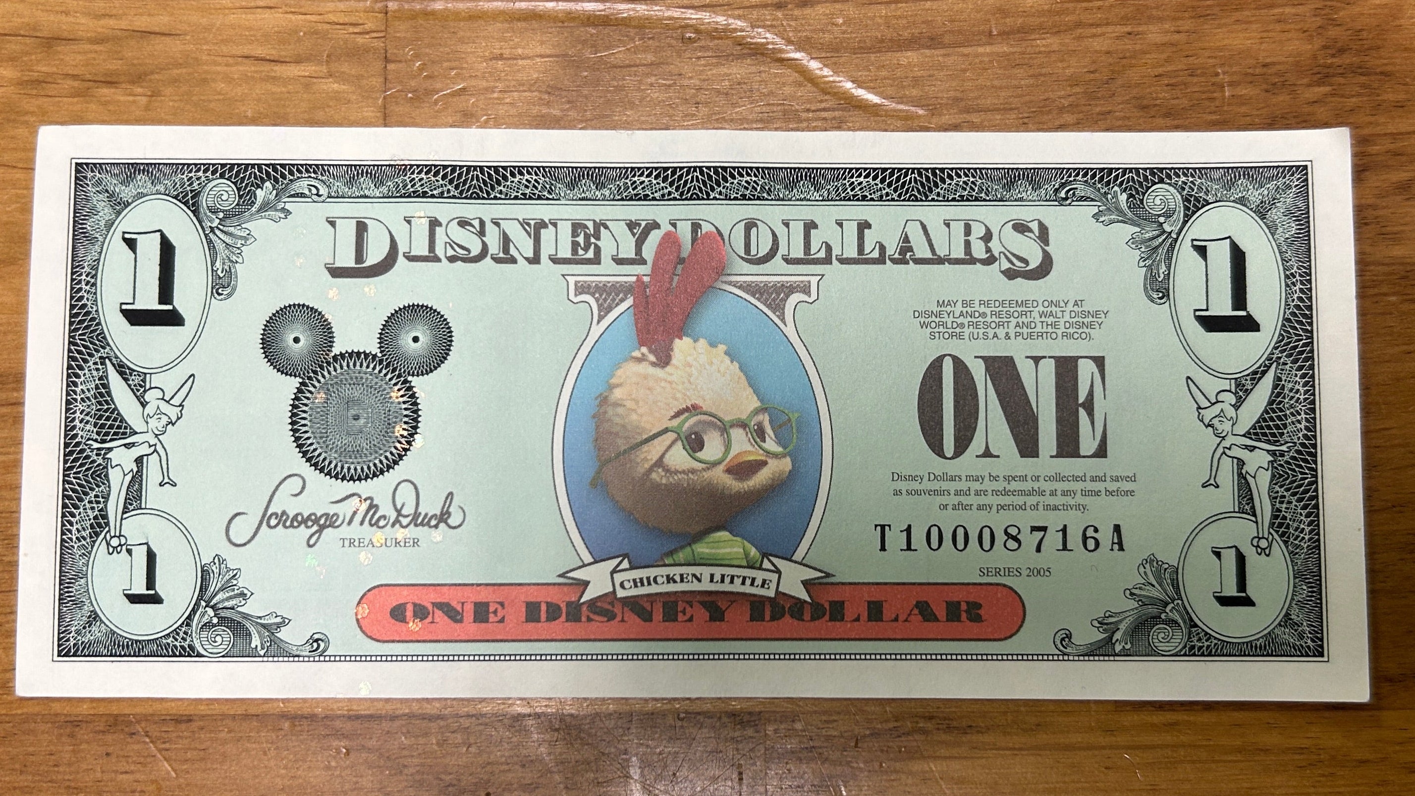 $1 CHICKEN LITTLE 2005 Disney Dollar Money – All Things Disneyana