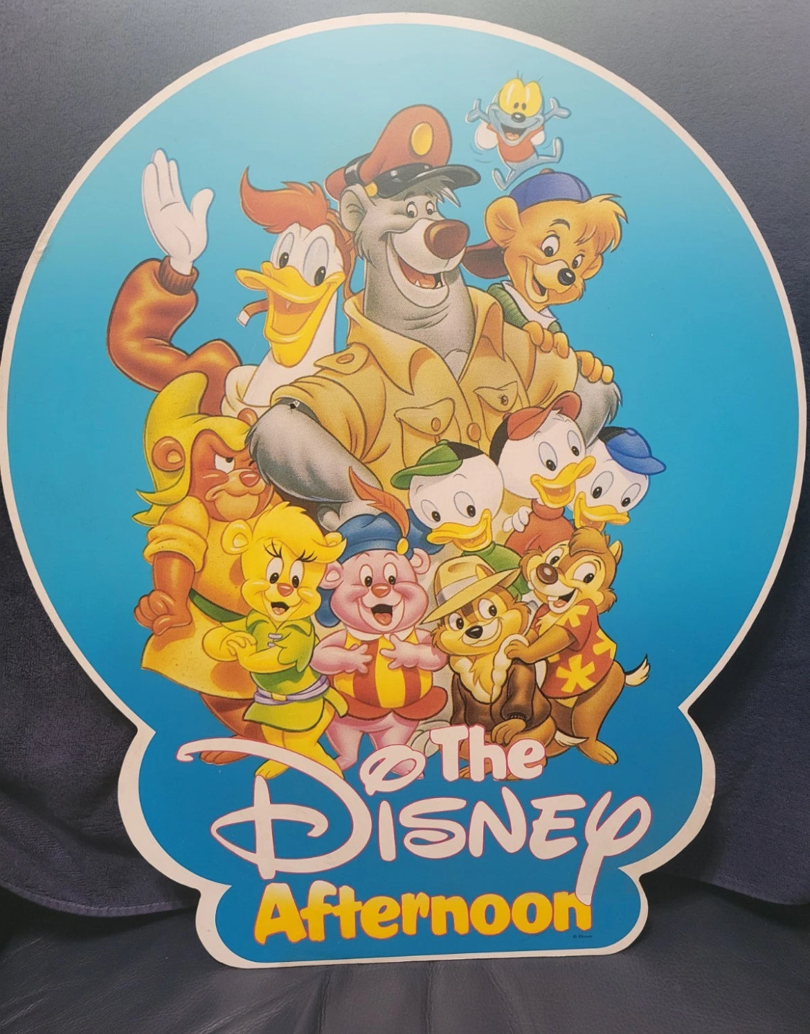 1991 DISNEYLAND pole sign DISNEY AFTERNOON CARTOON - Recue Rangers, DuckTales, Tale Spin, Gummi Bears