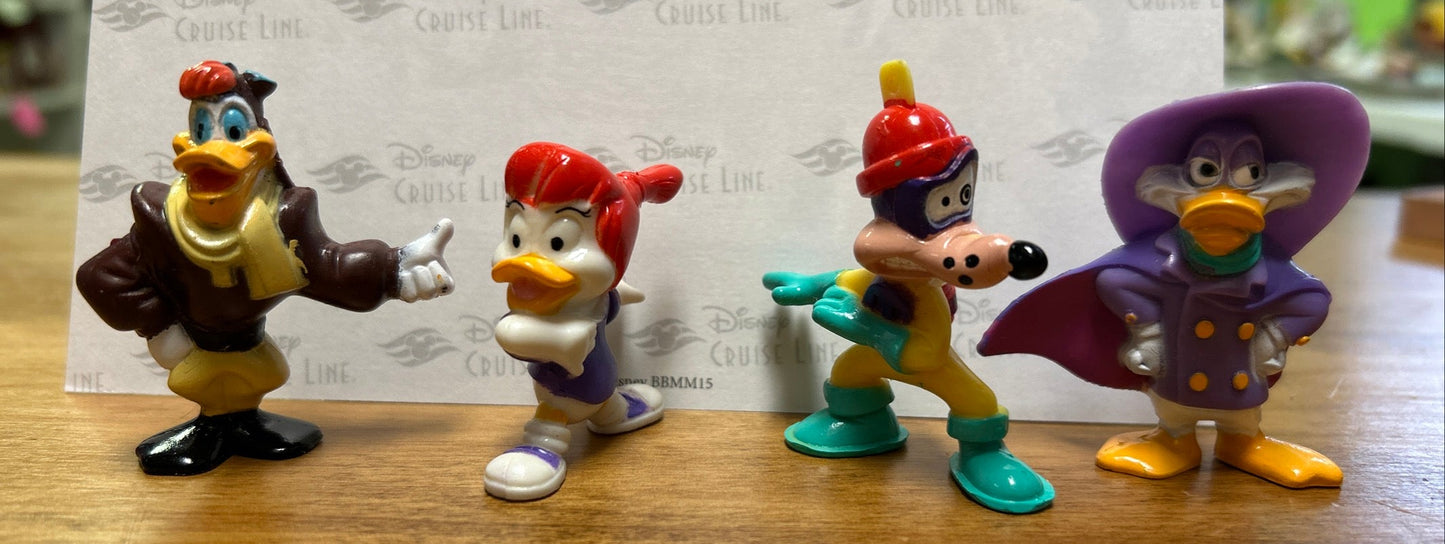 1991 Kellogg's DISNEY AFTERNOON 2" Figurines Set - Darkwing Duck, Launchpad McQuack, +