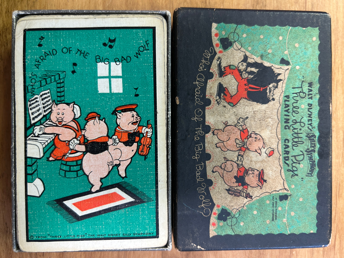 1932 Walt Disney Silly Symphony  The Three Little Pigs Playing Cards with Box