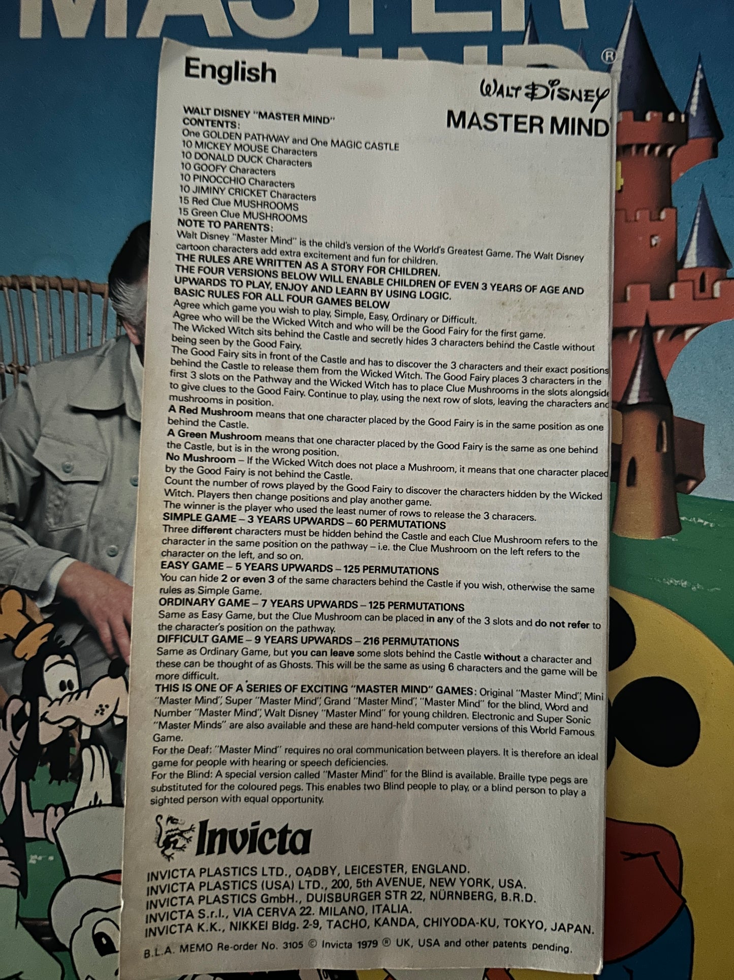 Walt Disney Master Mind Game from 1978