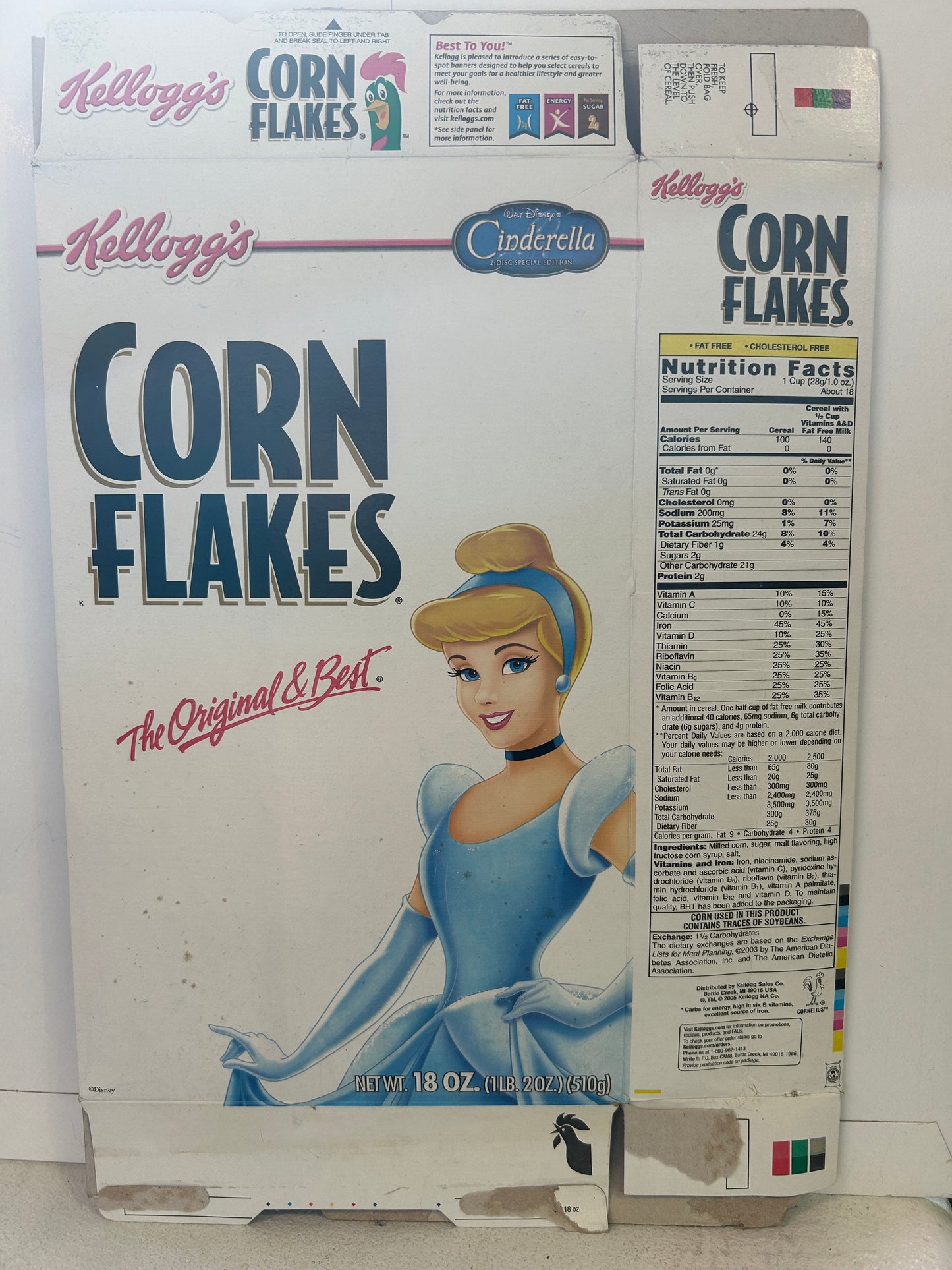 CINDERELLA 2006 Kellogg's Corn Flakes Cereal Box