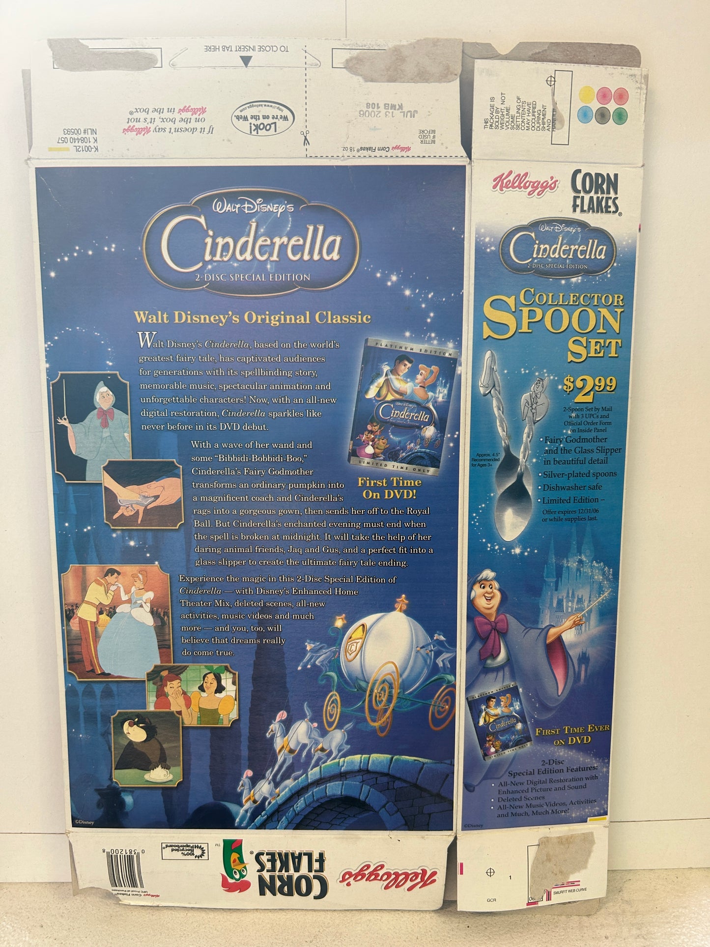 CINDERELLA 2006 Kellogg's Corn Flakes Cereal Box