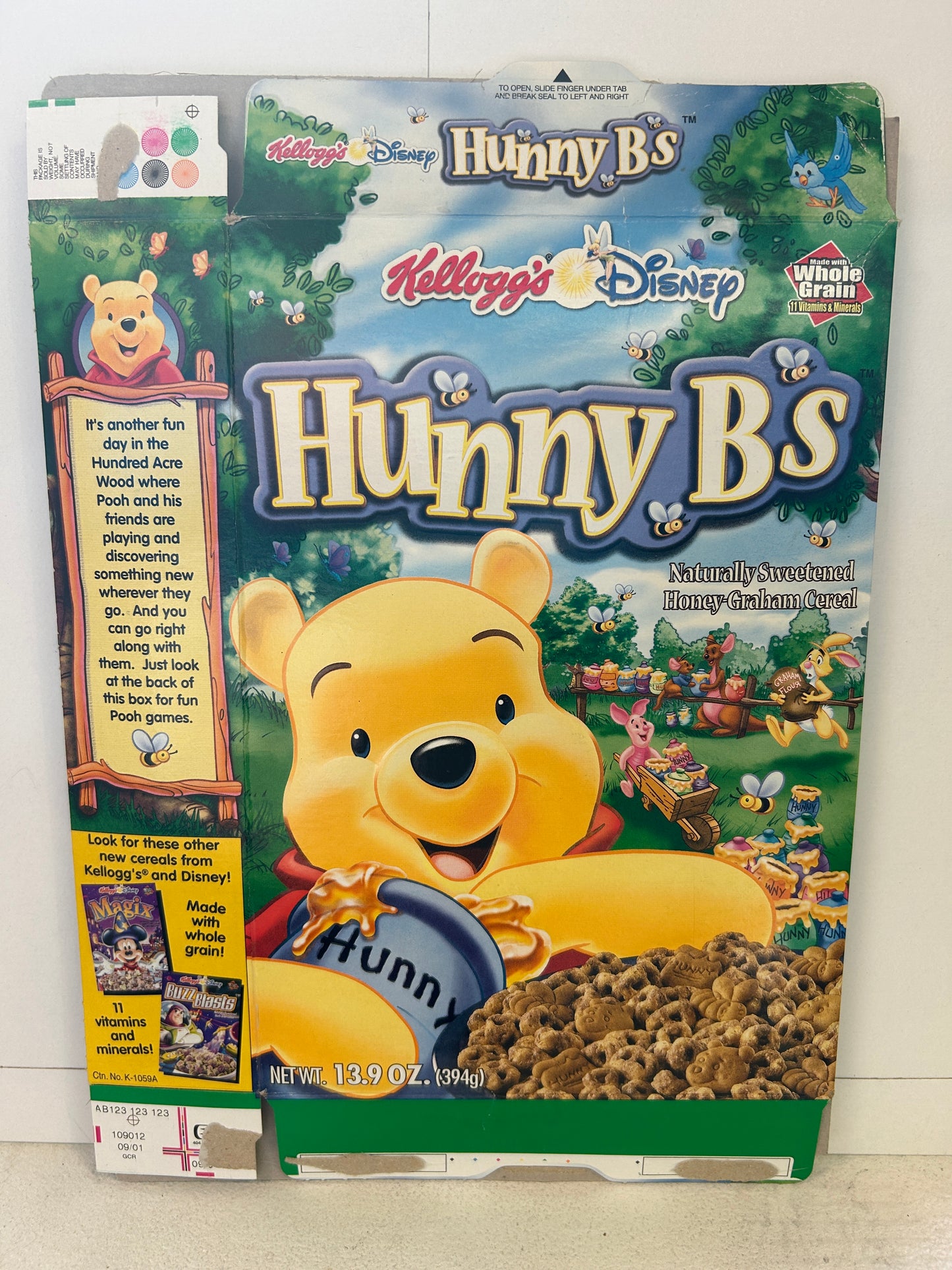Winnie the Pooh 2003 HUNNY Bs Kellogg's Cereal Box - Rabbit Piglet Tigger