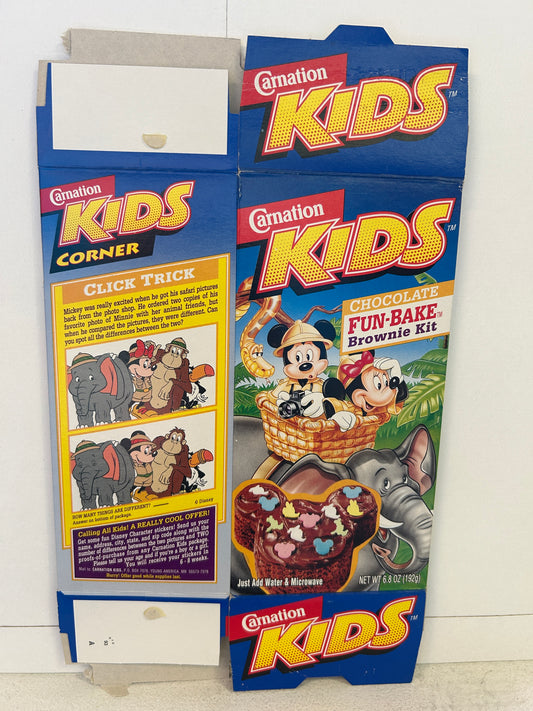 Carnation Kids Mickey & Minnie Mouse Chocolate Fun-Bake Brownie Kit Box - 2003