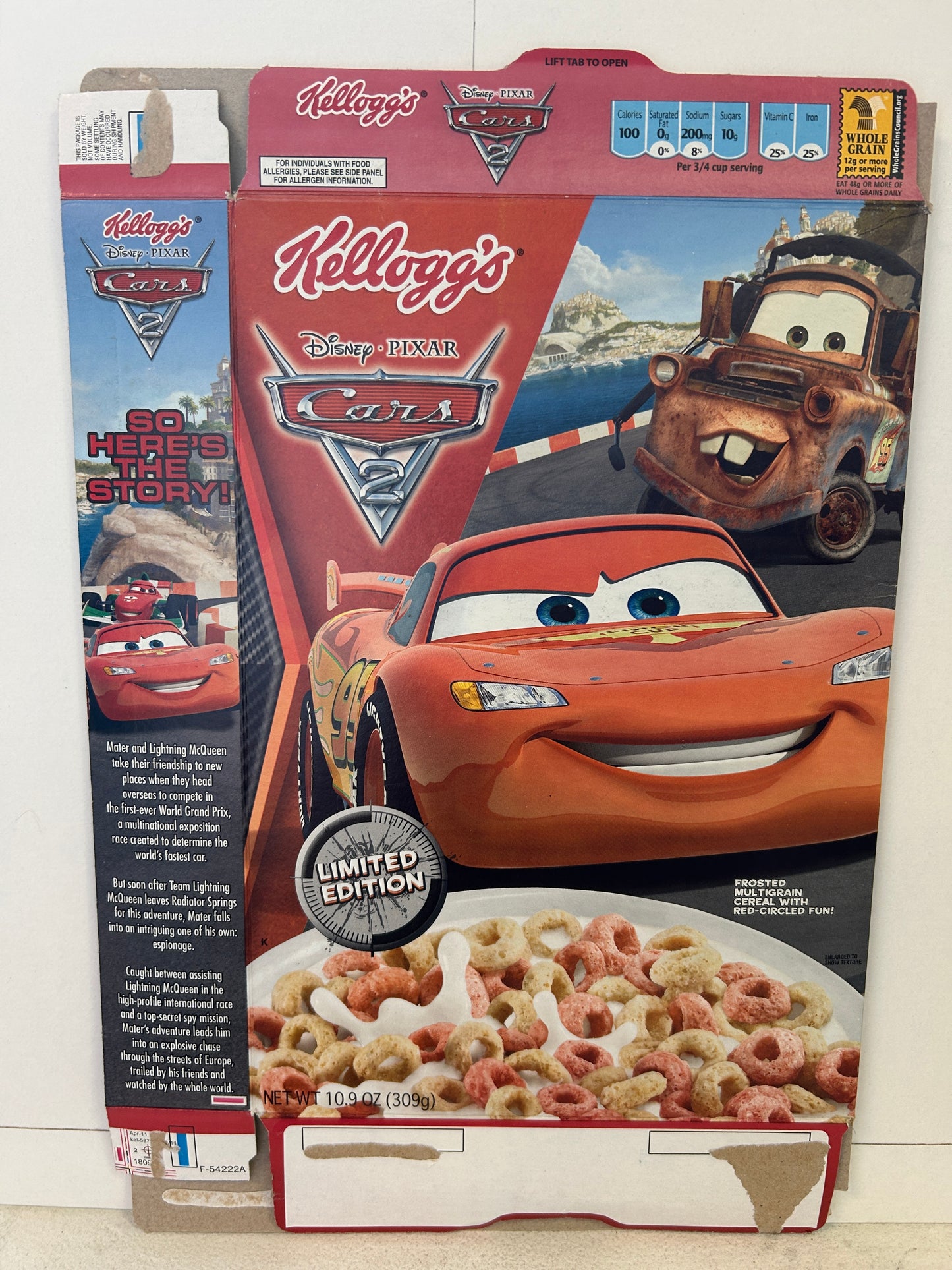 2011 CARS 2 Limited Edition Kellogg's Cereal Box