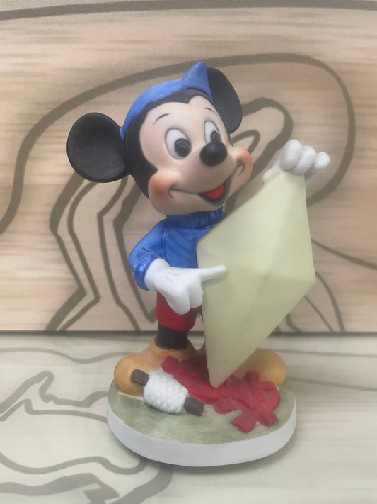 Mickey Mouse 4" Bisque Statue / Figurine  - with Kite - Walt Disney Productions