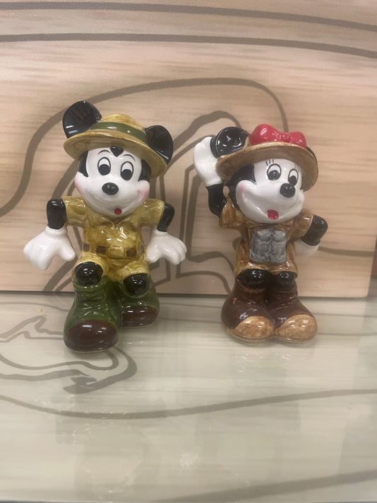 Mickey & Minnie Mouse 4" Ceramic Statue / Figurine  - Hikers / Explorers - Walt Disney Productions