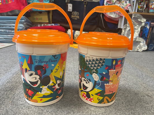 DISNEY PARKS Birthday Celebration Popcorn Bucket Mickey & Minnie Mouse and Pluto WDW