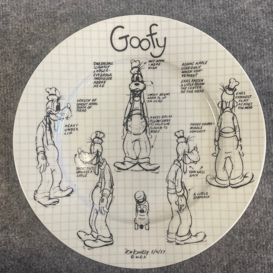 GOOFY 10.5" Plate - Disney Sketch Model Art Board Drawings