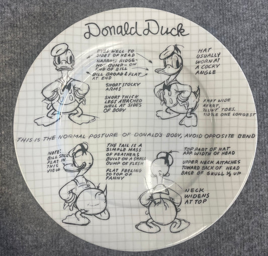 Donald Duck 10.5" Plate - Disney Sketch Model Sheet Drawings