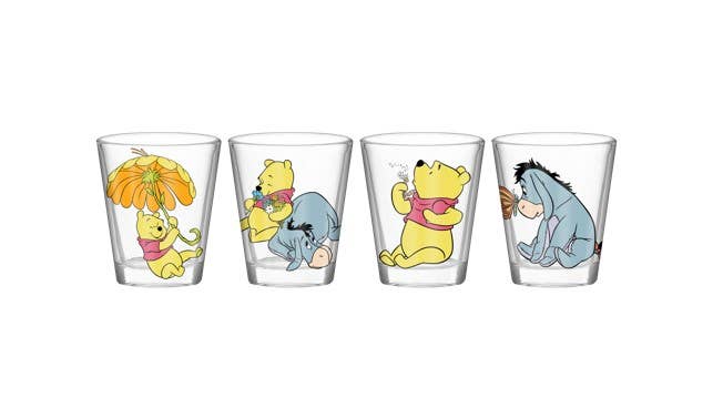 Winnie the Pooh Psych Flower 4pc. 1.5oz. Mini Glass Set 4x1