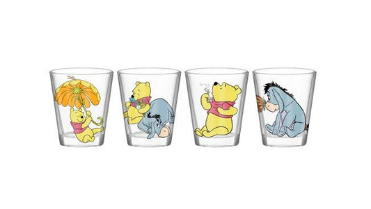Winnie the Pooh Psych Flower 4pc. 1.5oz. Mini Glass Set 4x1