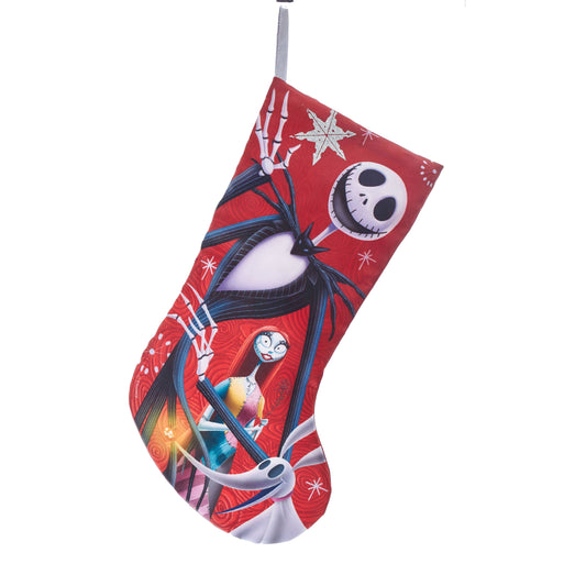 19" NIGHTMARE BEFORE CHRISTMAS JACK & SALLY PRINT STOCKING