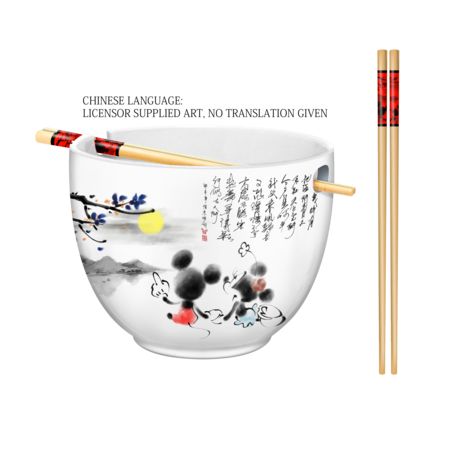 Mickey and Minnie Mouse 20oz Ceramic Ramen Bowl with Chopsticks